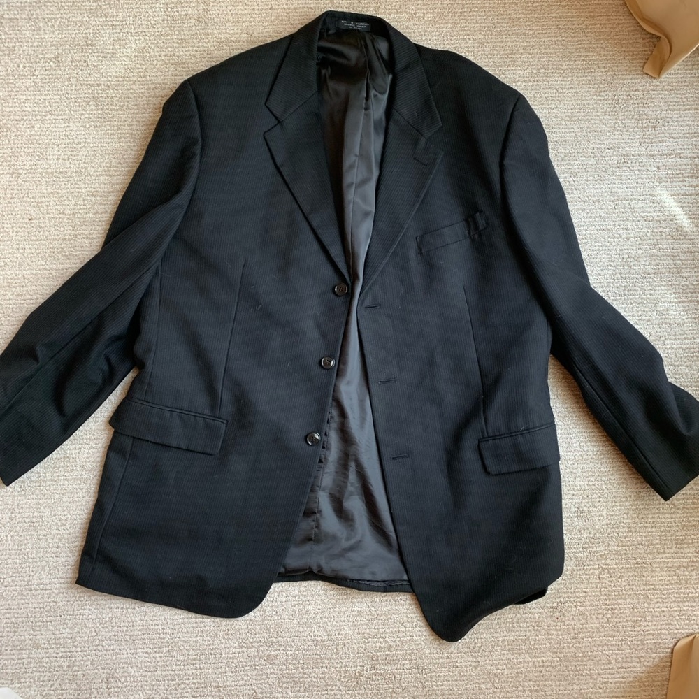 mens jones new york black button up suit coat